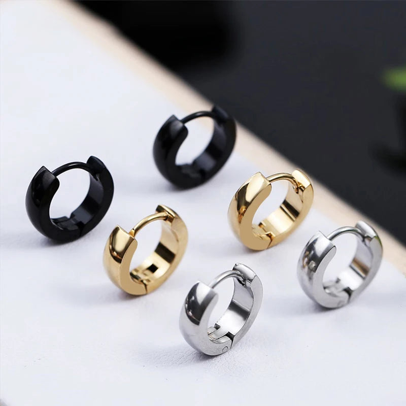 1 Pairs Multi Types Unisex Black Gold Color Stainless Steel Earring For Women Men Punk Gothic Piercing Fake Earrings Jewelry - Live Store 4U