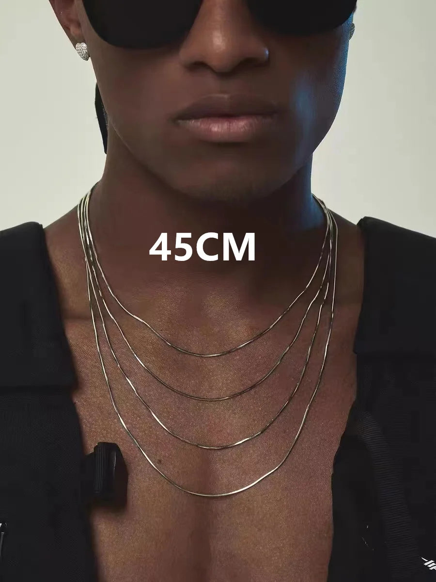 Vintage Gold Color Stainless Steel Snake Chain Necklace For Women Fashion Clavicle Chain Necklace Men Party Jewelry Accessories - Live Store 4U