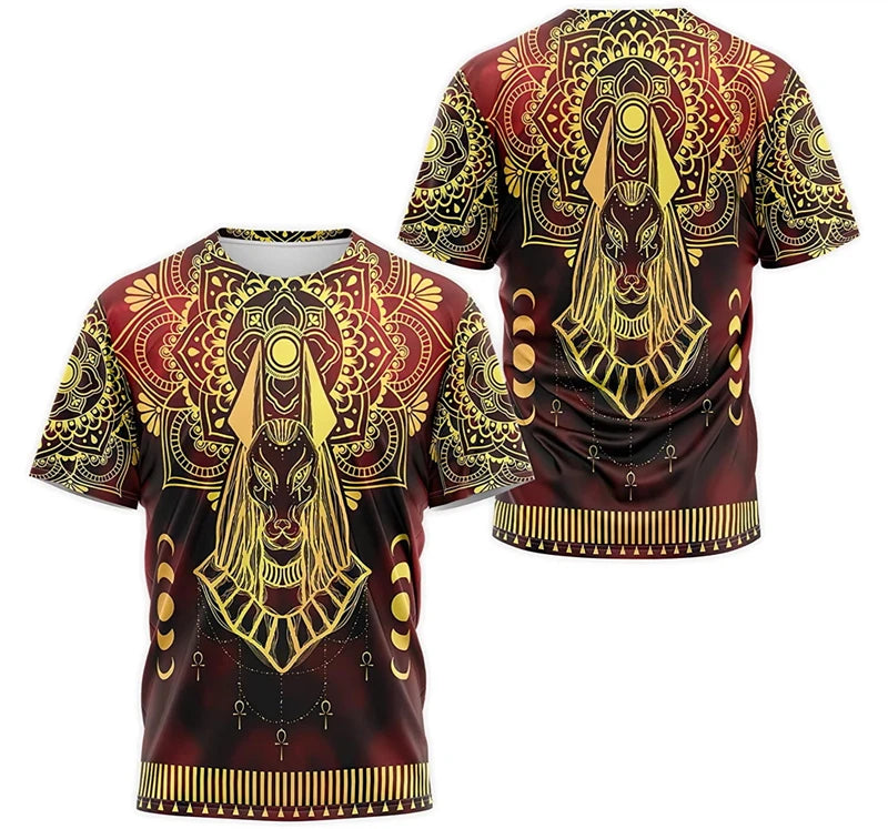 Ancient Egypt Pharaoh Anubis Pattern 3D Print T-Shirts Men Women Short Sleeve T Shirt Unisex Harajuku Y2k Tees Tops Kids Clothes