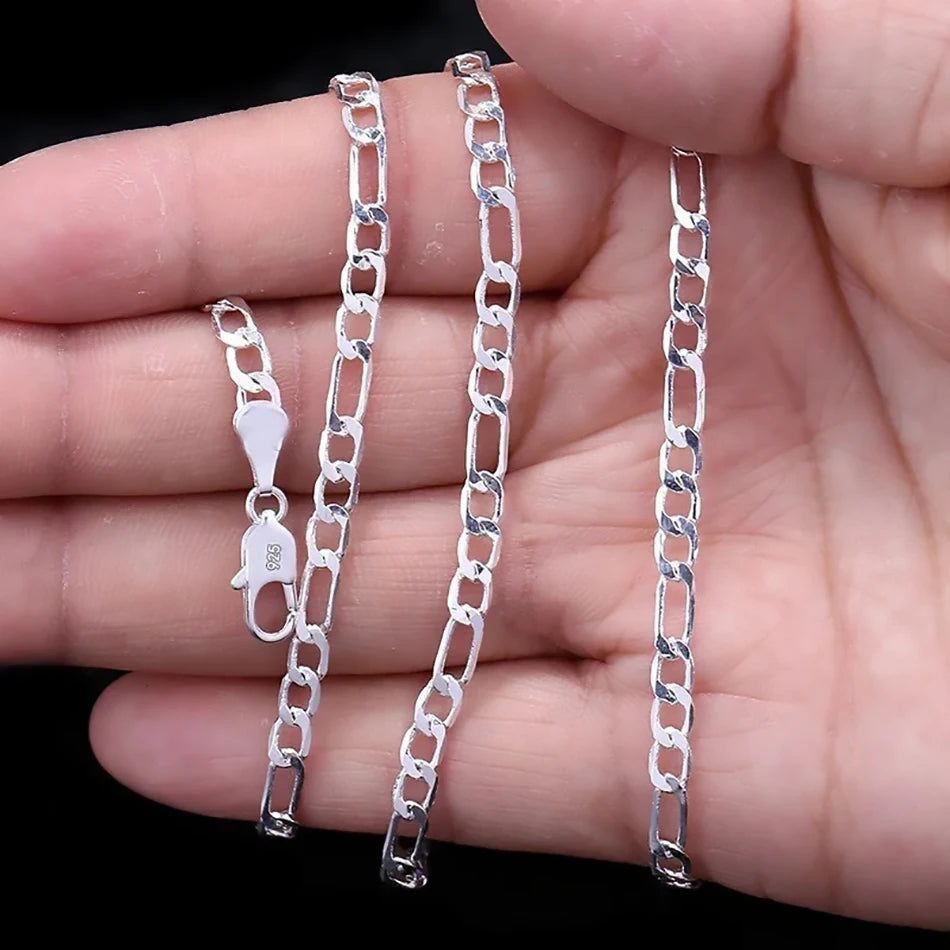Exquisite Fashion 18K Gold Filled Necklace For Women Men Size 16-30 Inch Jewelry 4mm Figaro Chain Necklaces Wholesale - Live Store 4U