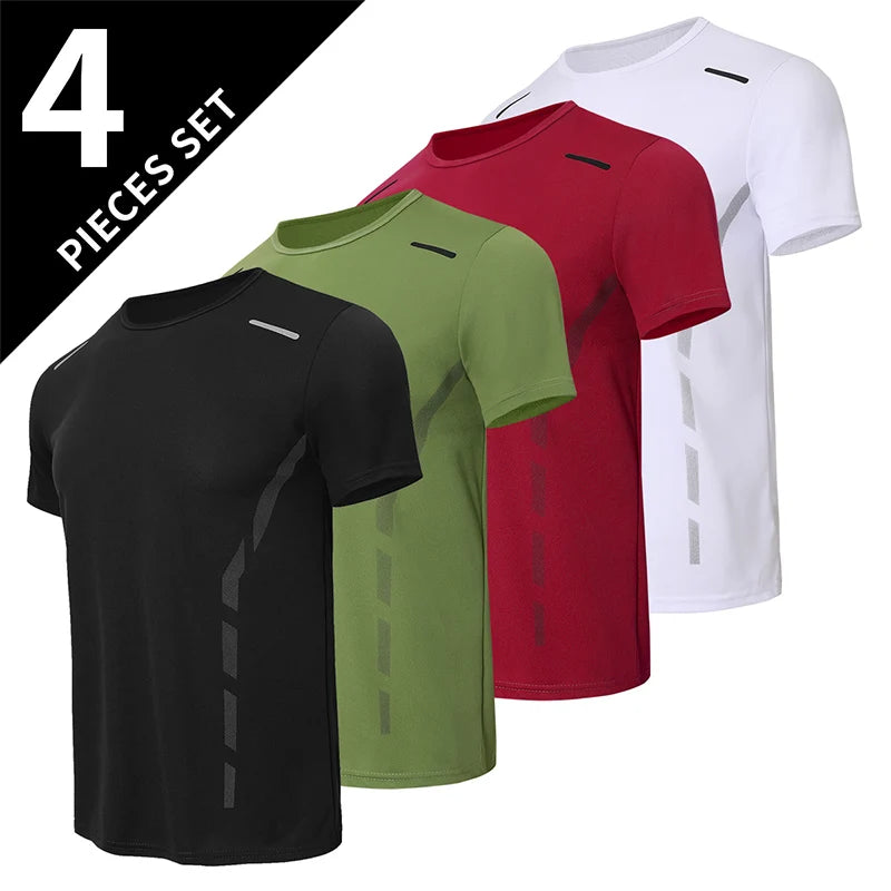 1/3/4 Pieces Summer Men's Printed Quick-drying Breathable Short-sleeved Plus Size Loose Sports Casual T-shirt Multicolor Choice - Live Store 4U