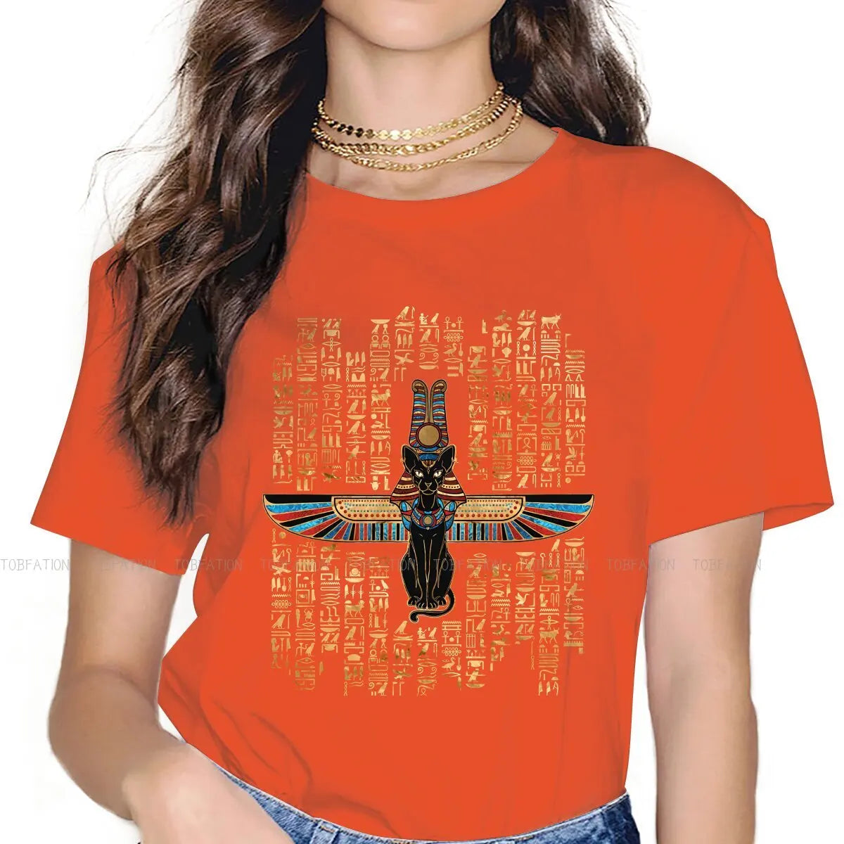 Classic Women Shirts Ancient Egypt Egyptian Korean StyleT-shirt Kawaii 100% Cotton Female Blusas