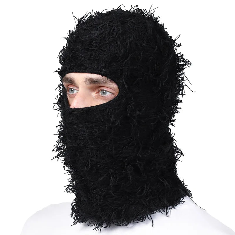 Balaclava Distressed Knitted Full Face Ski Mask for Men Women Beanies Hats Skullies Camouflage Winter Warm Bonnet Windproof Hats - Live Store 4U