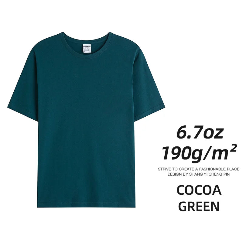 6.7oz 190gsm Combed Cotton Tees Tshirts Mens Solid Tops Woman Male Custom Team Uniform Class Clothes Summer Brand Customization - Live Store 4U