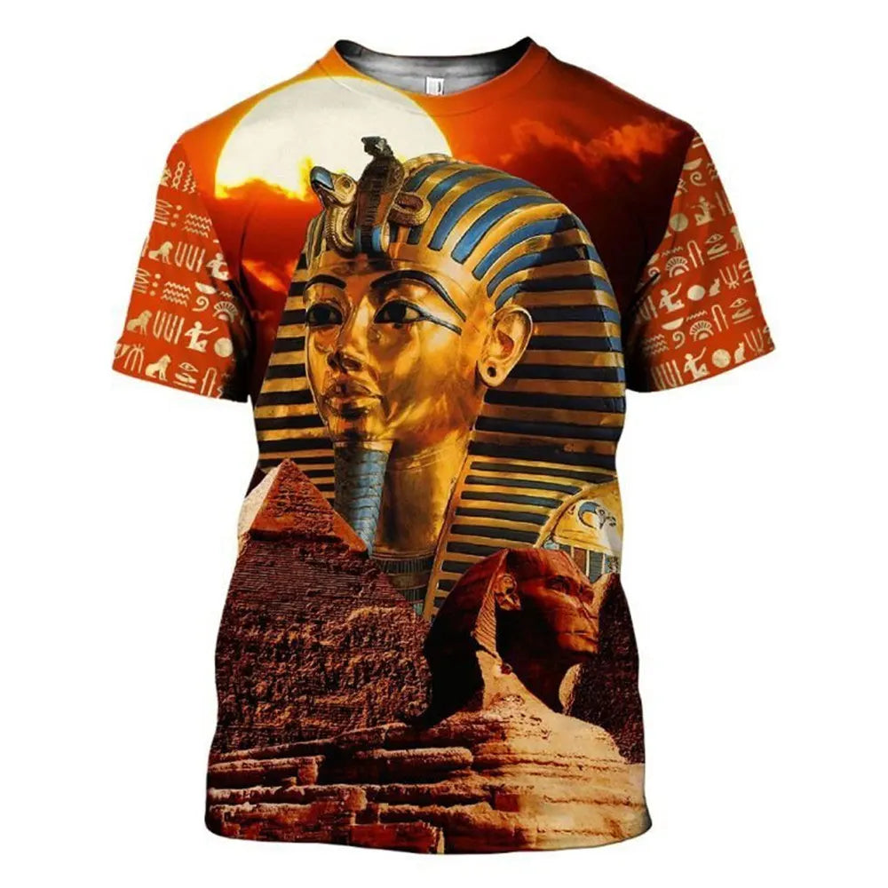 Pharaoh of Egypt graphic t shirts Summer Fashion Men Casual Oversized t shirt Hip Hip Trend Personality Retro Short Sleeve Tees