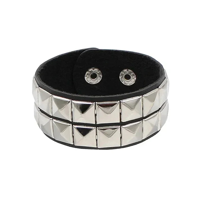 Punk Hip Hop Rock PU Leather Bracelet Unisex Trendy Chain Skull Pentagram Rivet Bracelet Party Jewelry Accessories - Live Store 4U