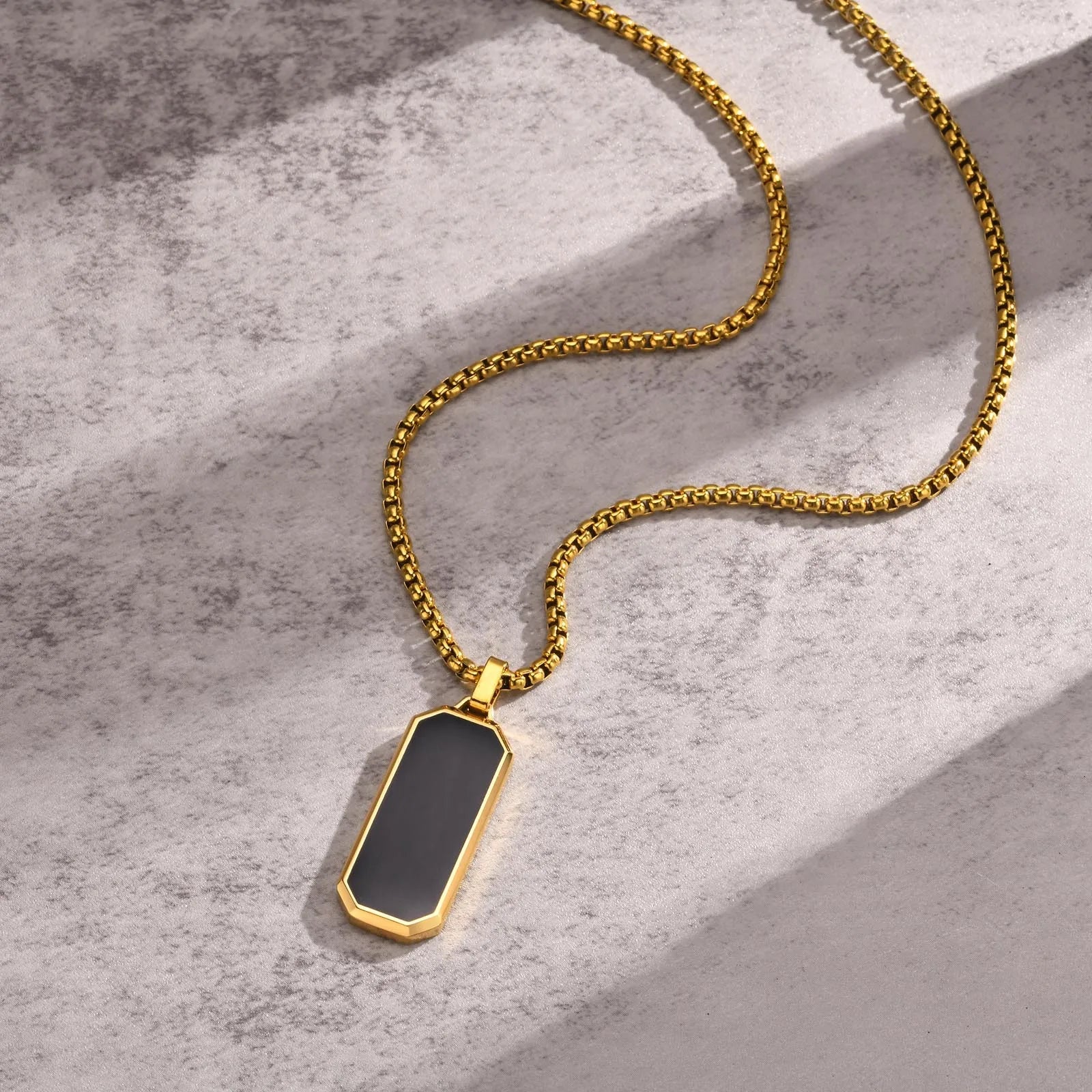 Vnox Small Dogtags Pendant Necklaces for Men Boys,Black Silver Color Stainless Steel Military Dog Tag with Box Chain Gift to Him