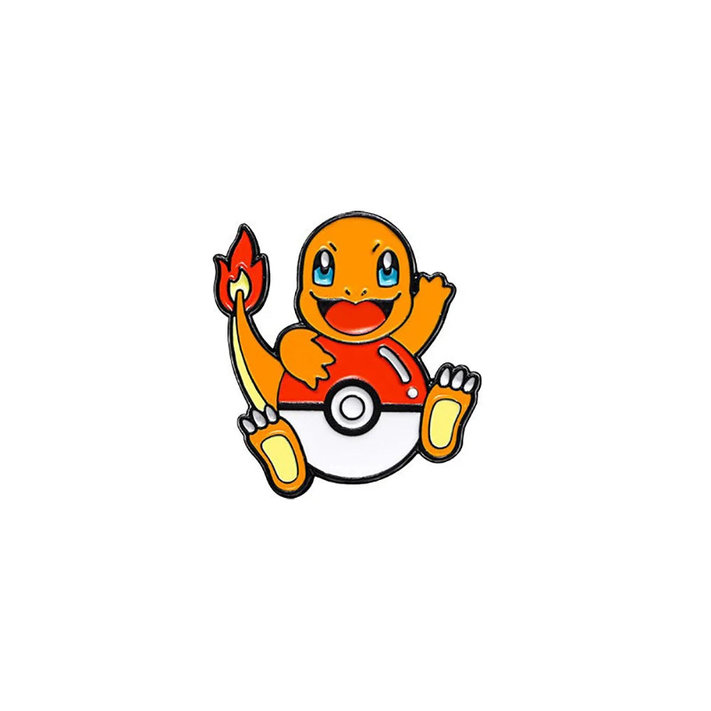Pokemon Pikachu Anime Metal Badge Squirtle Charmander Bulbasaur Men Women Brooch Badge Jewelry Backpack Decorate Halloween Gift