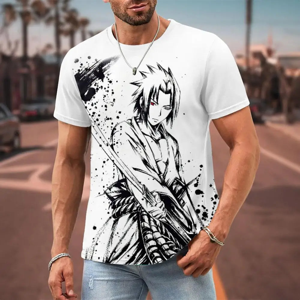 MINISO Naruto Men's T Shirt Japanese Anime 3D Prints Casual Short Sleeve Tees Street Oversized Clothing Fashion Cartoon T-Shirts - Live Store 4U