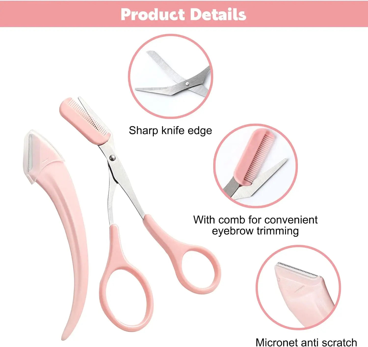Eyebrow Trimming Knife Eyebrow Face Razor For Women Professional Eyebrow Scissors With Comb Brow Trimmer Scraper Accesso