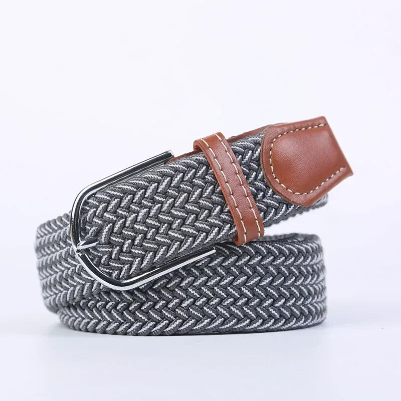 107/120/130cm UNISEX Casual Knitted Pin Buckle Women Belt Woven Canvas Elastic Expandable Braided Stretch Jeans Belts for Men - Live Store 4U