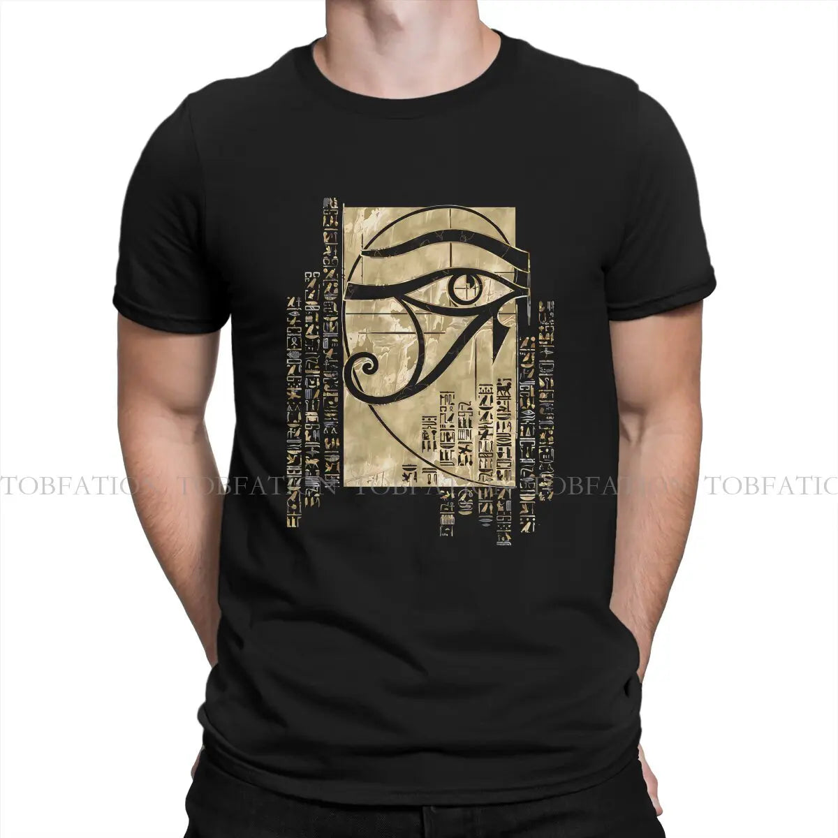 Egyptian Original TShirts Egyptian Eye of Horus Sacred Geometry Ornament Print Men's T Shirt Hipster Tops 6XL