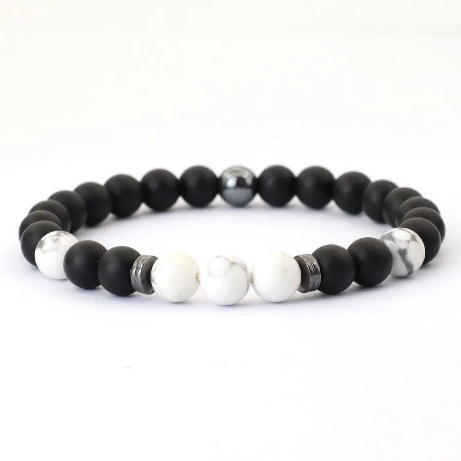 Noter Handmade Mens Bracelet 8mm Onyx Tiger Eyes Stone Beaded Braclet Hematite Healing Braslet Cadeau Homme Leisure Accessories - Live Store 4U