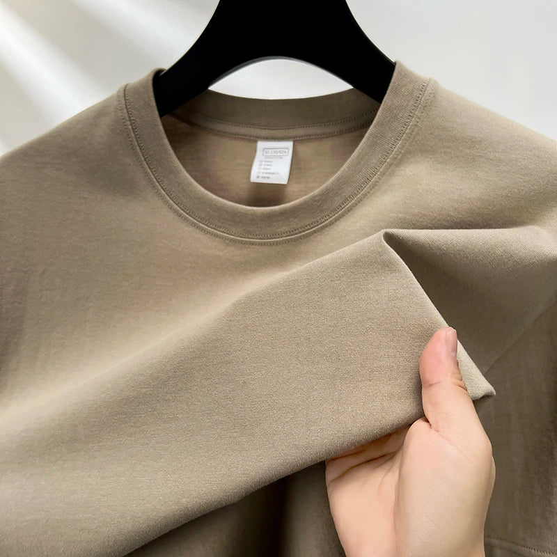 100% pure cotton summer high-end brand men's short sleeve round neck fashionable style half sleeved top breathable T-shirt - Live Store 4U