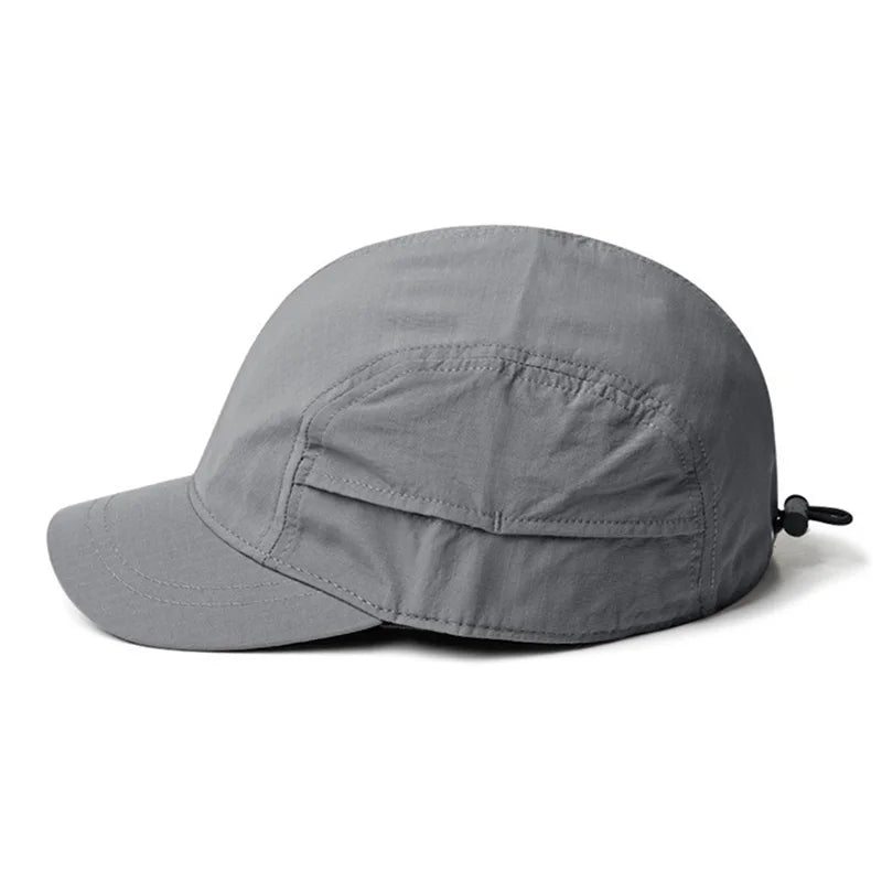 Short-brimmed solid color baseball cap  Lightweight Quick-Dry Polyester Adjustable Buckle Closure Sun Protection Breathable Brim