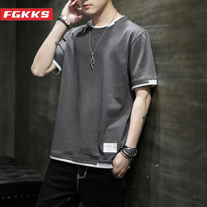 FGKKS 2024 Casual T-shirt For Men Pure Cotton Breathable Fashion Short Sleeve High Quality Design Casual T-shirt For Men - Live Store 4U