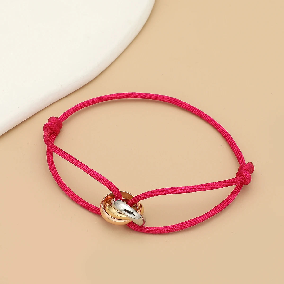 Simple Fashion Unisex Bracelet 3 Metal Round Circle Accessory Adjustable Men's Rope Bracelet for Women Jewelry Gifts - Live Store 4U