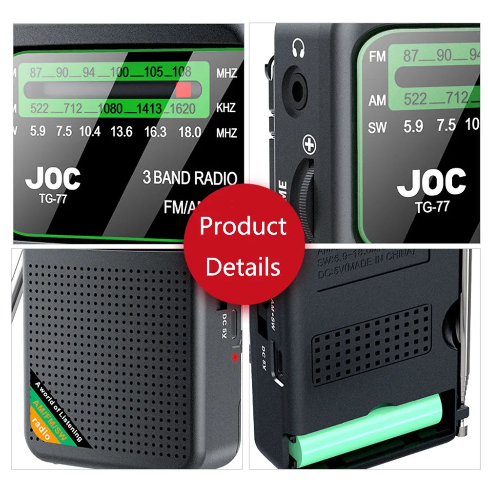 Portable Pocket Radio AM/FM/SW 3-Band Mini Portable Radio For Running Walking,Support Earphone Rechargeable Radio FM Receiver