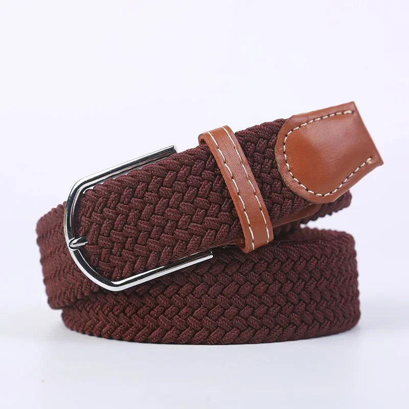 107/120/130cm UNISEX Casual Knitted Pin Buckle Women Belt Woven Canvas Elastic Expandable Braided Stretch Jeans Belts for Men - Live Store 4U