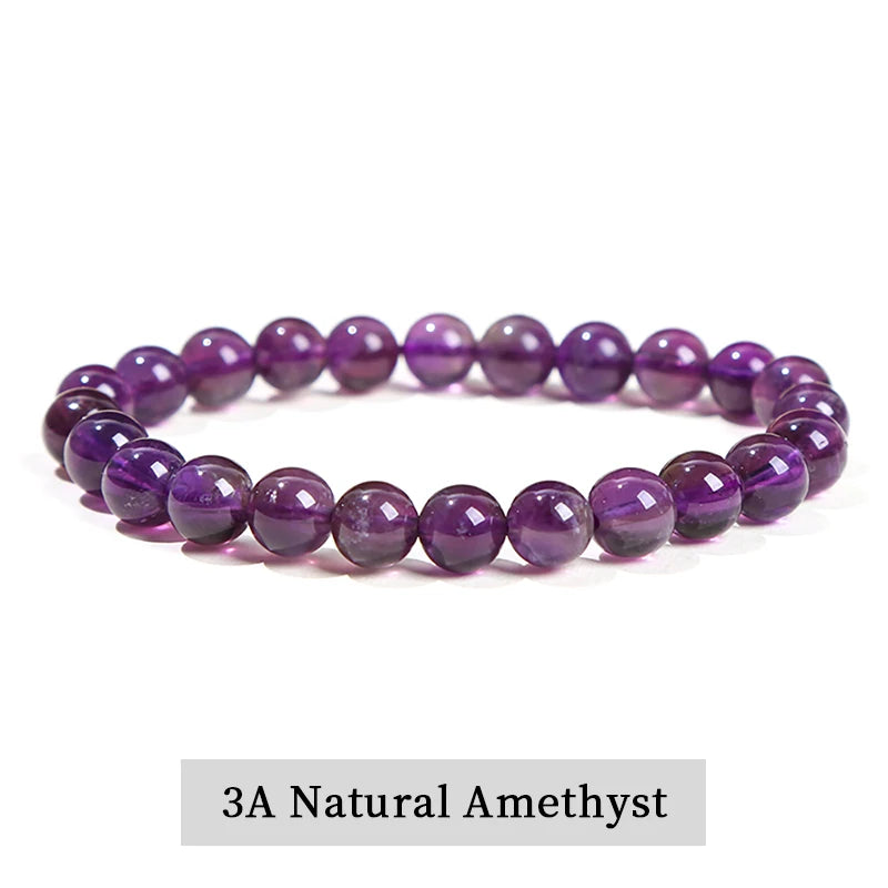 JD Natural Stone Beads Bracelet Amethyst Tiger Eye Crystal Quartz Agate Gem Beads Bangles Women Men Reiki Healling Jewelry Gift - Live Store 4U