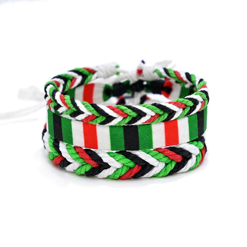 Geometric Polka Dot Palestine Bracelet for Men Women Hand Multicolor Weave Arabic Style Gaza Flag Jewelry Accessories
