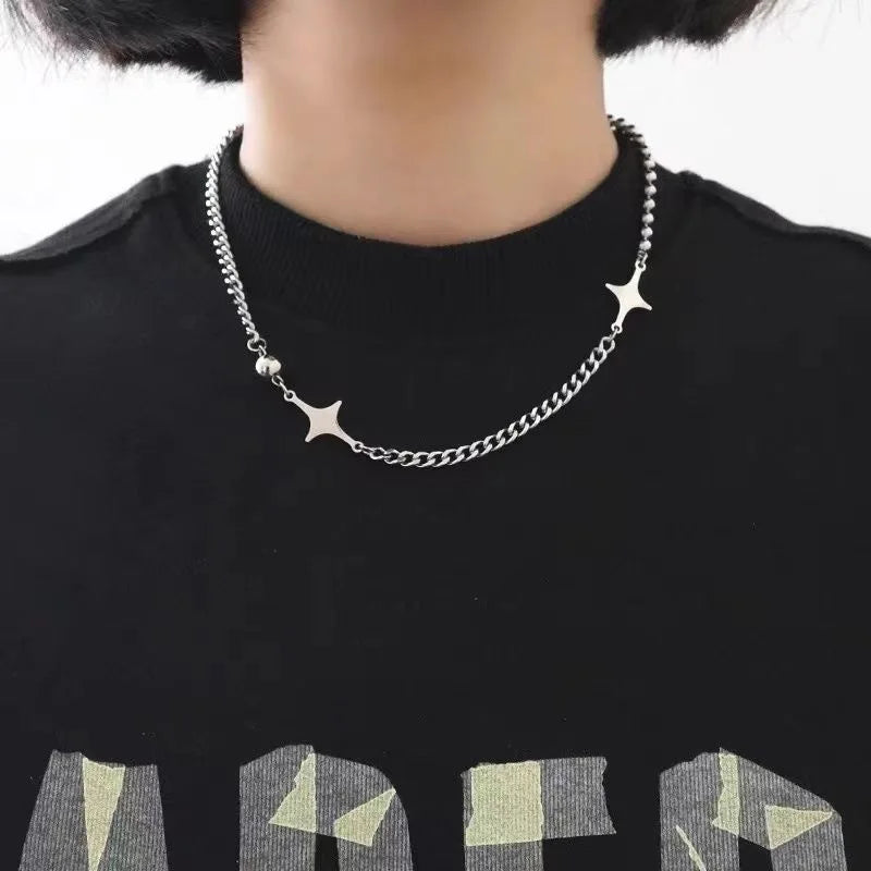 Simple Trendy Star Hollow Choker Necklace Pendant Neck Jewelry Accessories Women Men's Fashion Party Chain Necklace - Live Store 4U
