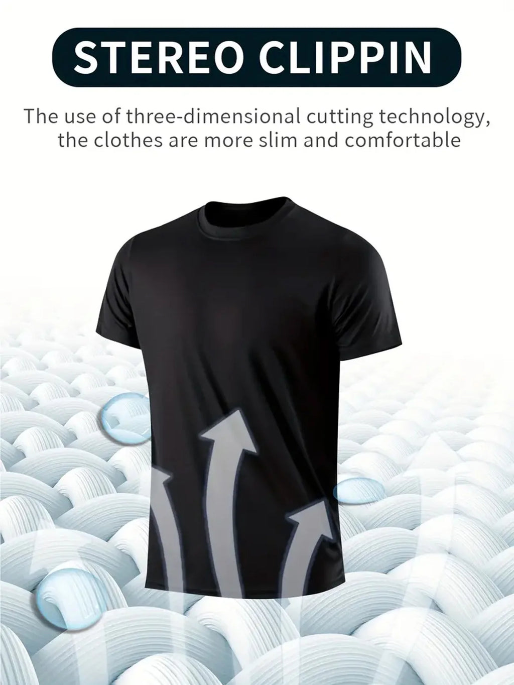 Round Neck T-Shirt 7-Piece Black Ultra-Light Men's Quick-Drying Breathable Sweat-Absorbent Shirt Suitable for Fitness Gym and Ru - Live Store 4U