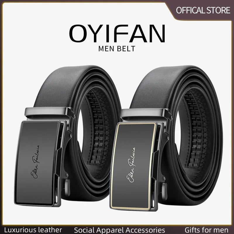OYIFAN Men Belt Genuine Leather belt for men Alloy buckle ratchet belts Men Designer Belt Automatic belts 벨트 - Live Store 4U