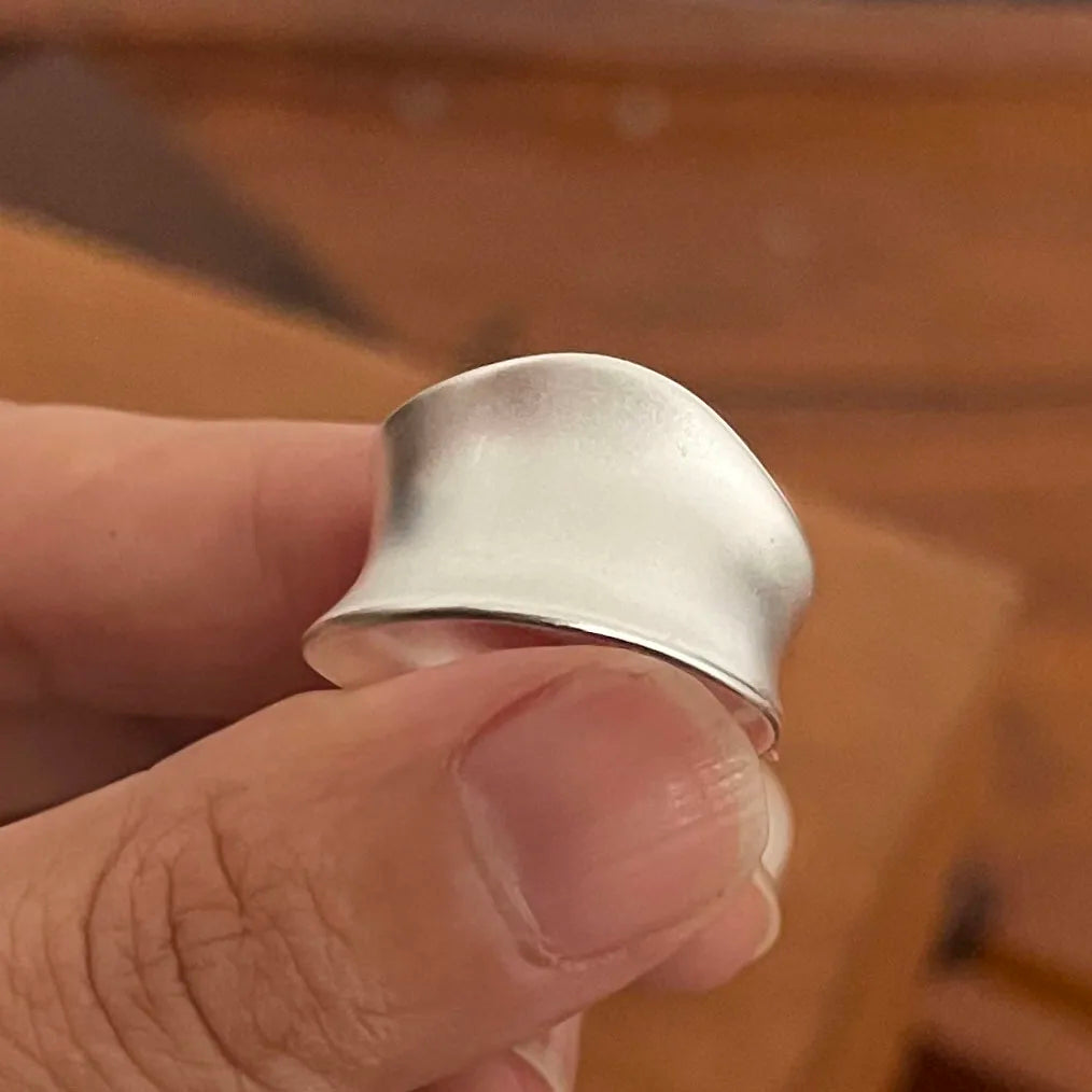 925 Sterling Silver Rings for Women Couple Minimalist Handmade Simple Wide Moon Ring Set Party Jewelry Gift Prevent Allergy - Live Store 4U