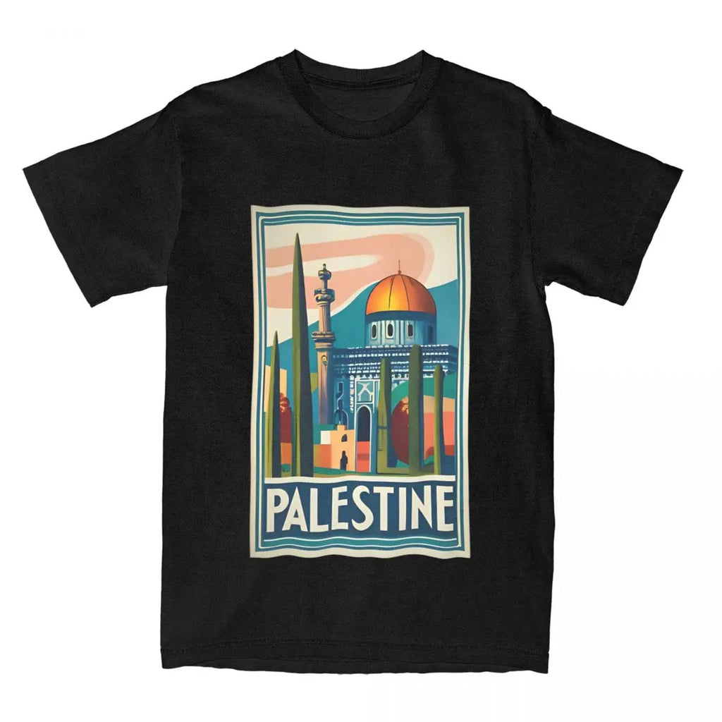 Couple T-Shirt Vintage Palestine Jerusalem Peace T Shirts Leisure Summer Tees Aesthetic Print Cotton Tops Gift Idea