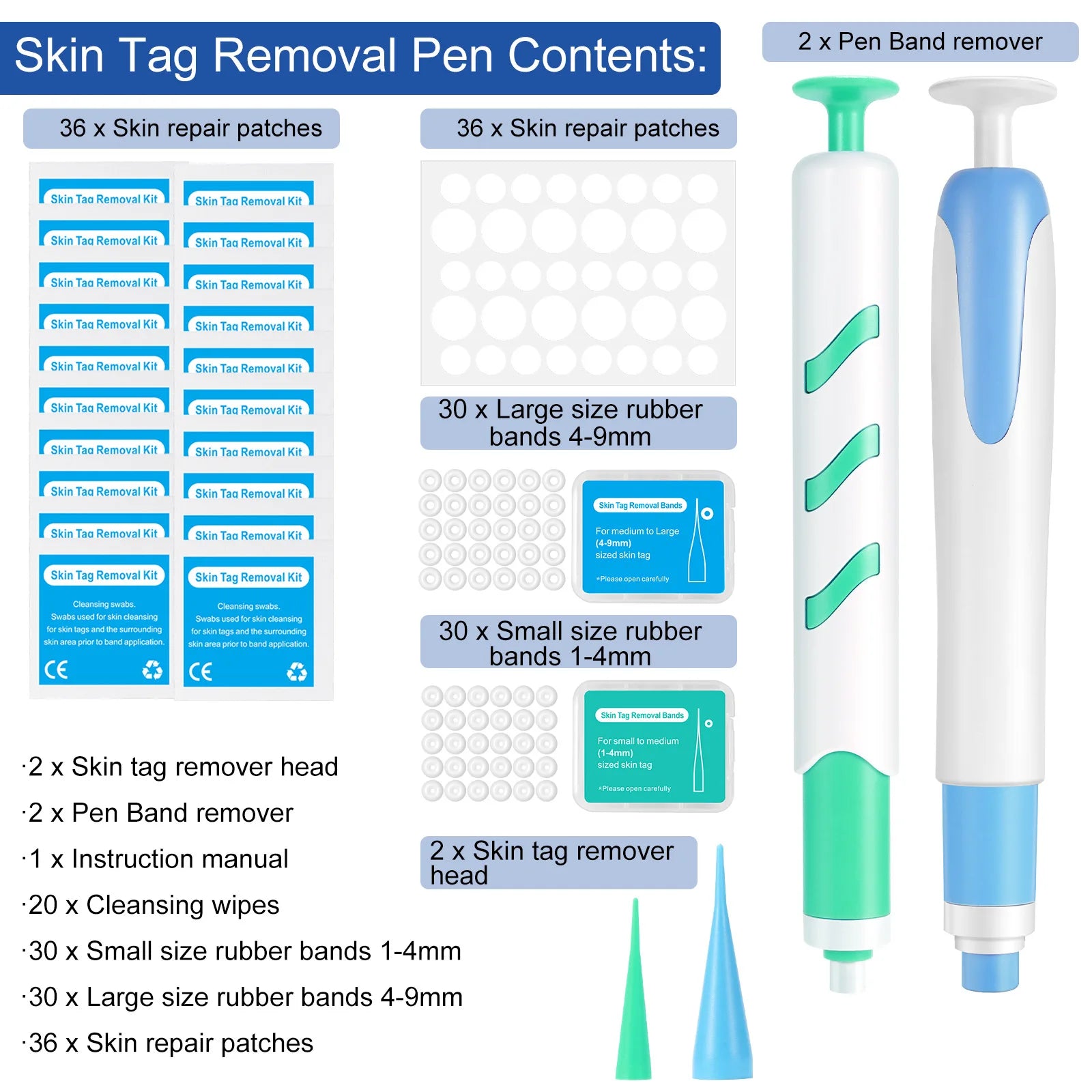 2-IN-1 Auto Skin Tag Removal Tool Kit with Cleansing Swabs Facial Skin Care Tool