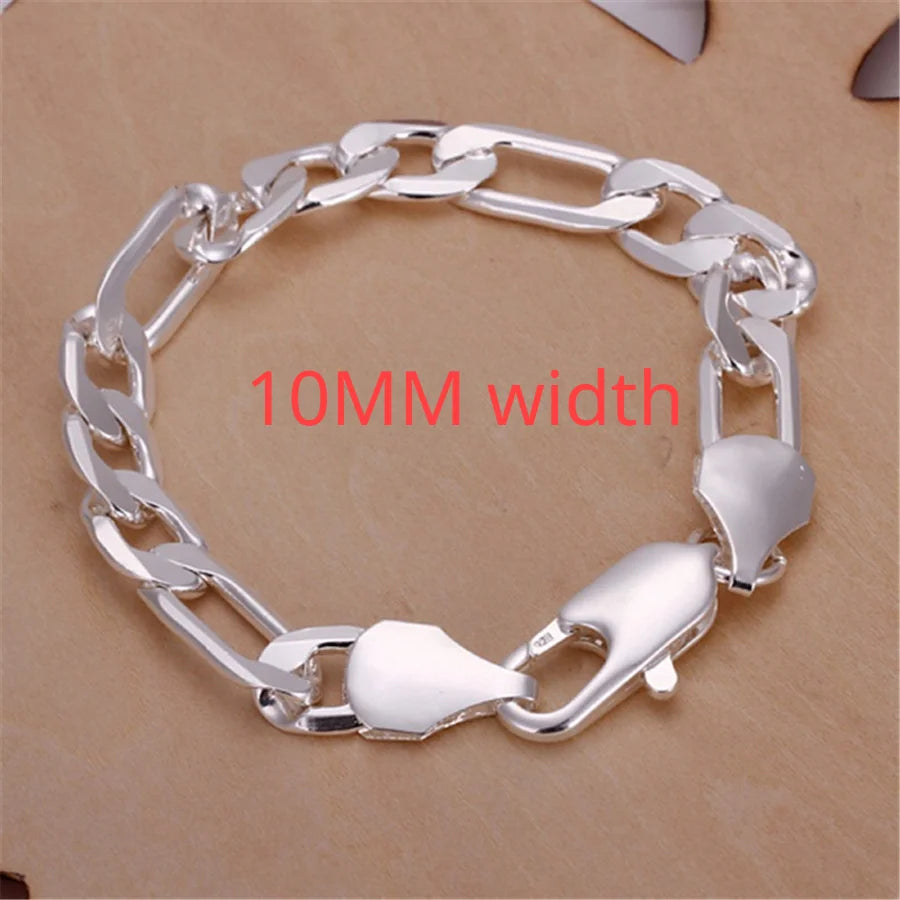 Noble 925 Sterling Silver Square Solid Chain Bracelet For Women Men Charm Party Gift Wedding Fashion Jewelry - Live Store 4U
