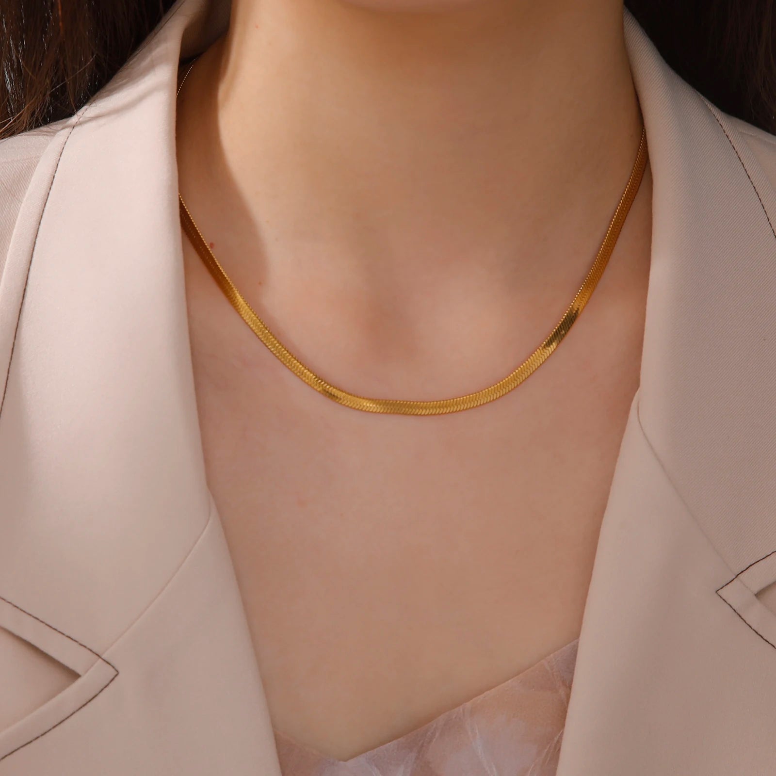 Skyrim Stainless Steel Snake Chain Necklace for Women Men Gold Color Herringbone Choker Neck Chains 2025 Trend Jewelry Gift Hot - Live Store 4U