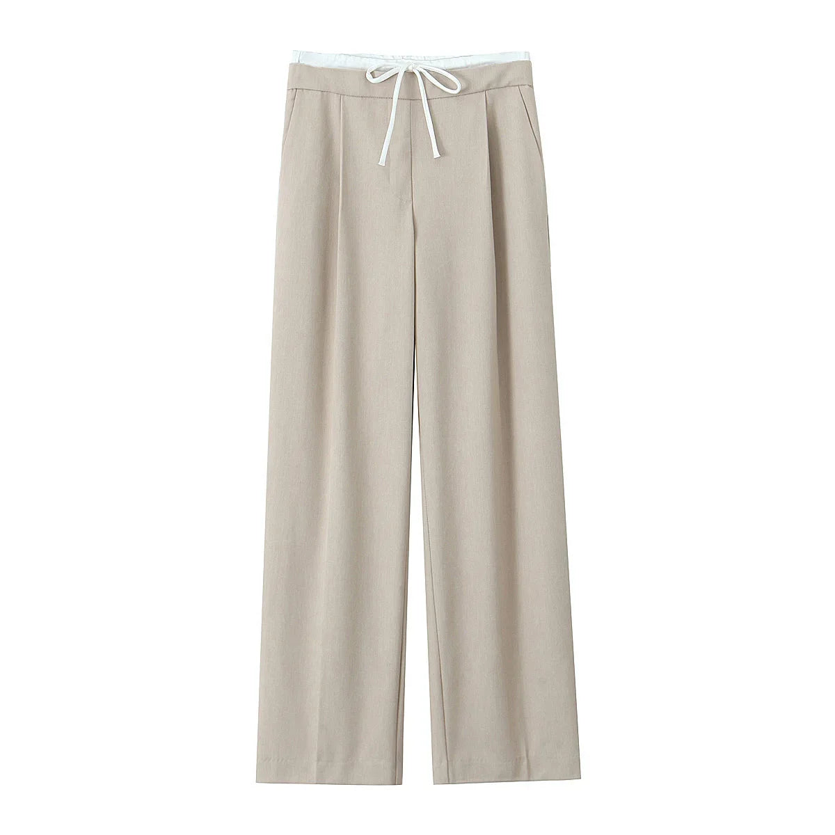 Willshela Women Fashion Solid Lace Up Side Zipper Straight Pants Vintage High Elastic Waist Female Chic Lady Trousers - Live Store 4U