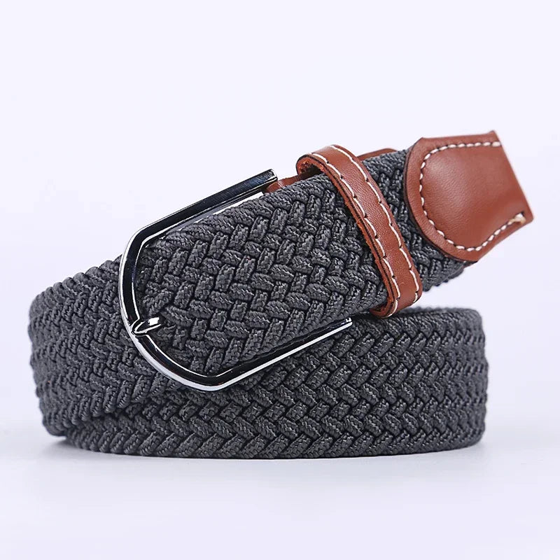 107/120/130cm UNISEX Casual Knitted Pin Buckle Women Belt Woven Canvas Elastic Expandable Braided Stretch Jeans Belts for Men - Live Store 4U
