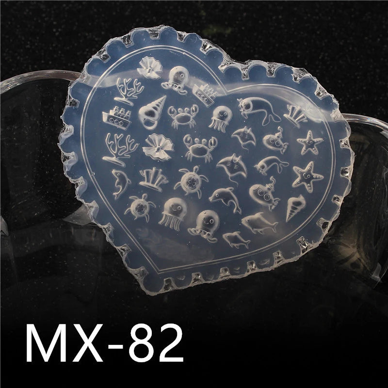 1 Pcs Tulip Sea Shell Jellyfish Goldfish Starfish 3D Acrylic Nail Mold Nail Decorations DIY Silicone Manicure Mold Nail Art Mold
