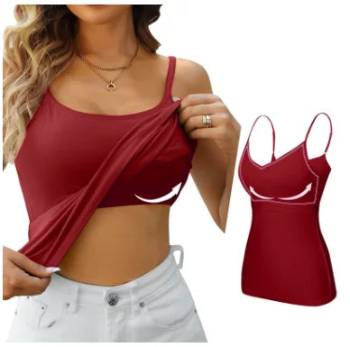 Padded Bra Tank Top Women Modal Spaghetti Solid Cami Top Vest Female Adjustable Camisole With Built In Bra Fitness Clothing - Live Store 4U