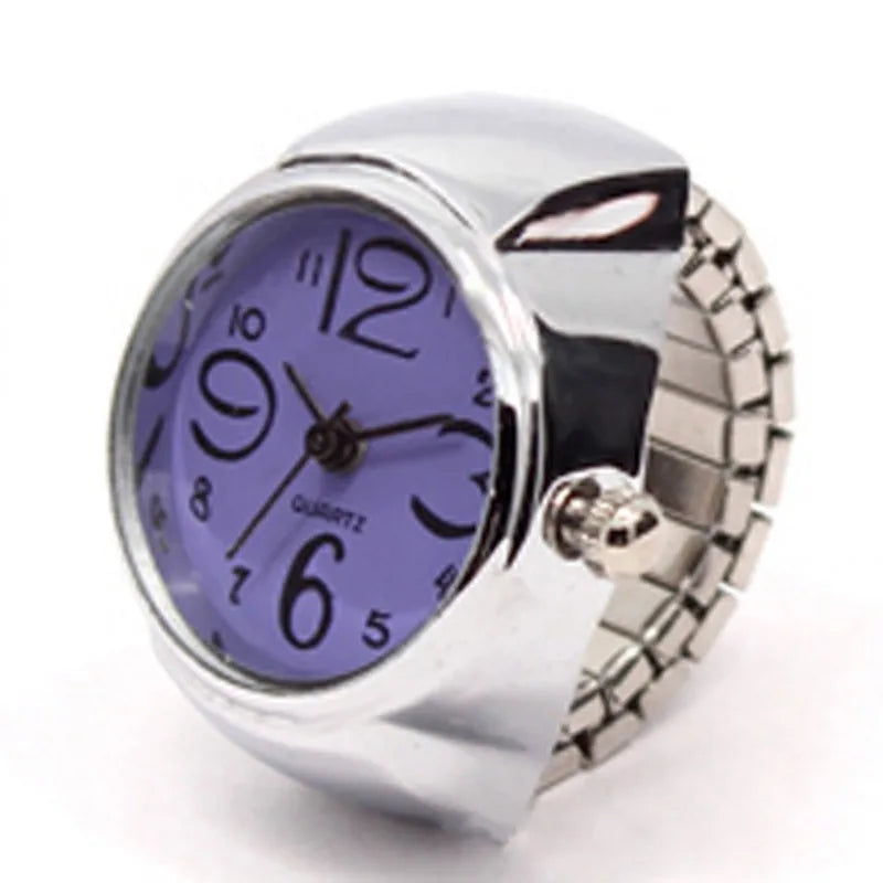 Vintage Punk Finger Watch Mini Elastic Strap Alloy Watches Couple Rings Jewelry Clock Retro Roman Quartz Watch Rings Women Men - Live Store 4U