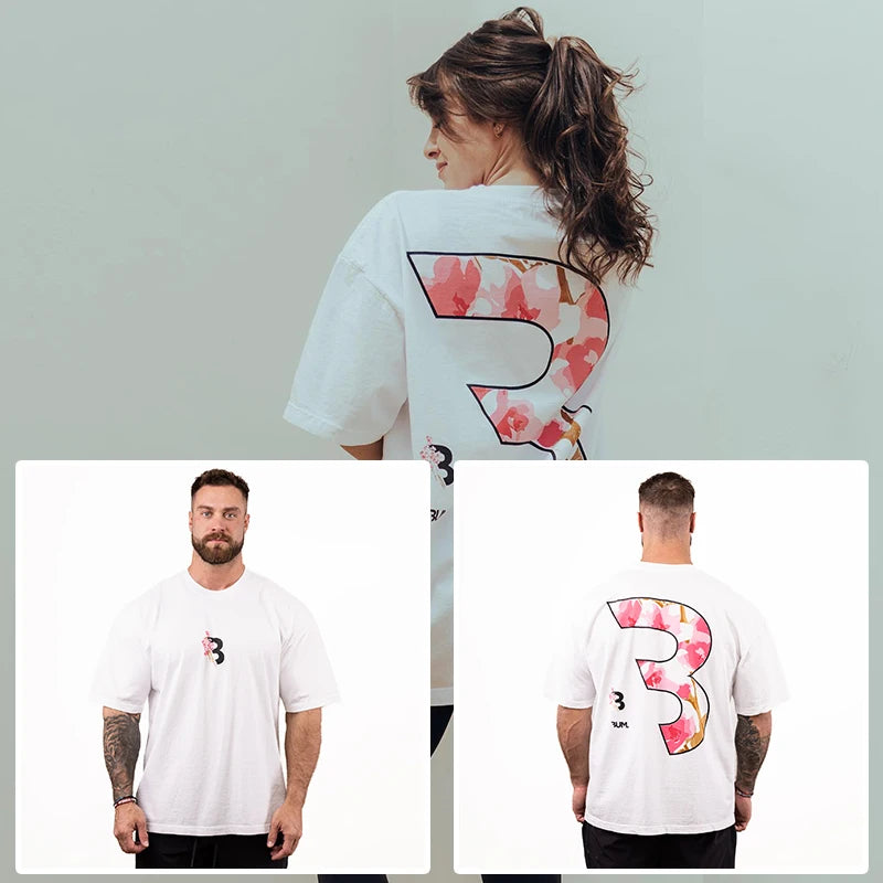 New Gym Fitness T-shirt Loose Oversized Cotton Men Short Sleeves Bodybuilding Sports Tees Summer Training Workout Jogging Tops - Live Store 4U