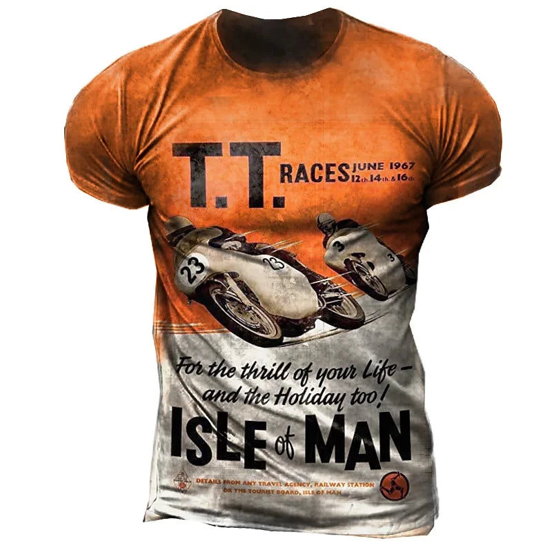 Men Vintage Motorcycle T Shirt 3d Print Casual Short Sleeve Loose Oversized Tshirts For Men Sweatshirt Men's Top Clothing Camise - Live Store 4U