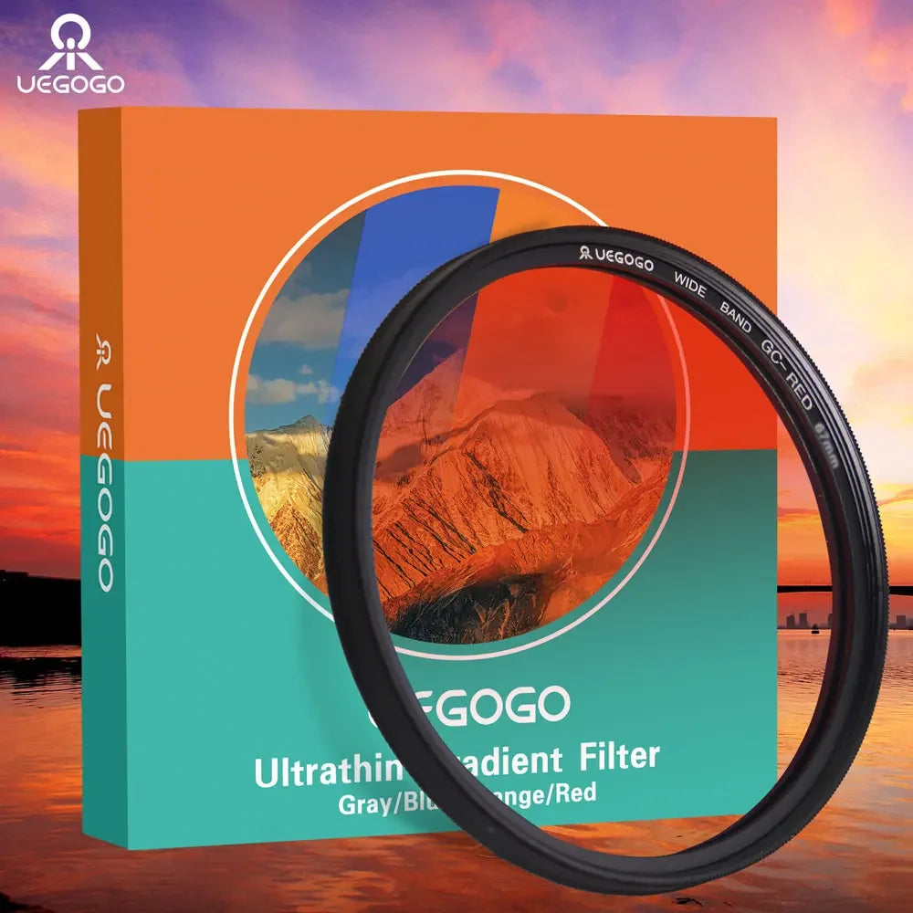 UEGOGO Lens Filter Waterproof Gradual Color Lens Filter Graduated Gray for Canon Sony Camera Lens 52 55 58 62 67 72 77 82mm Size