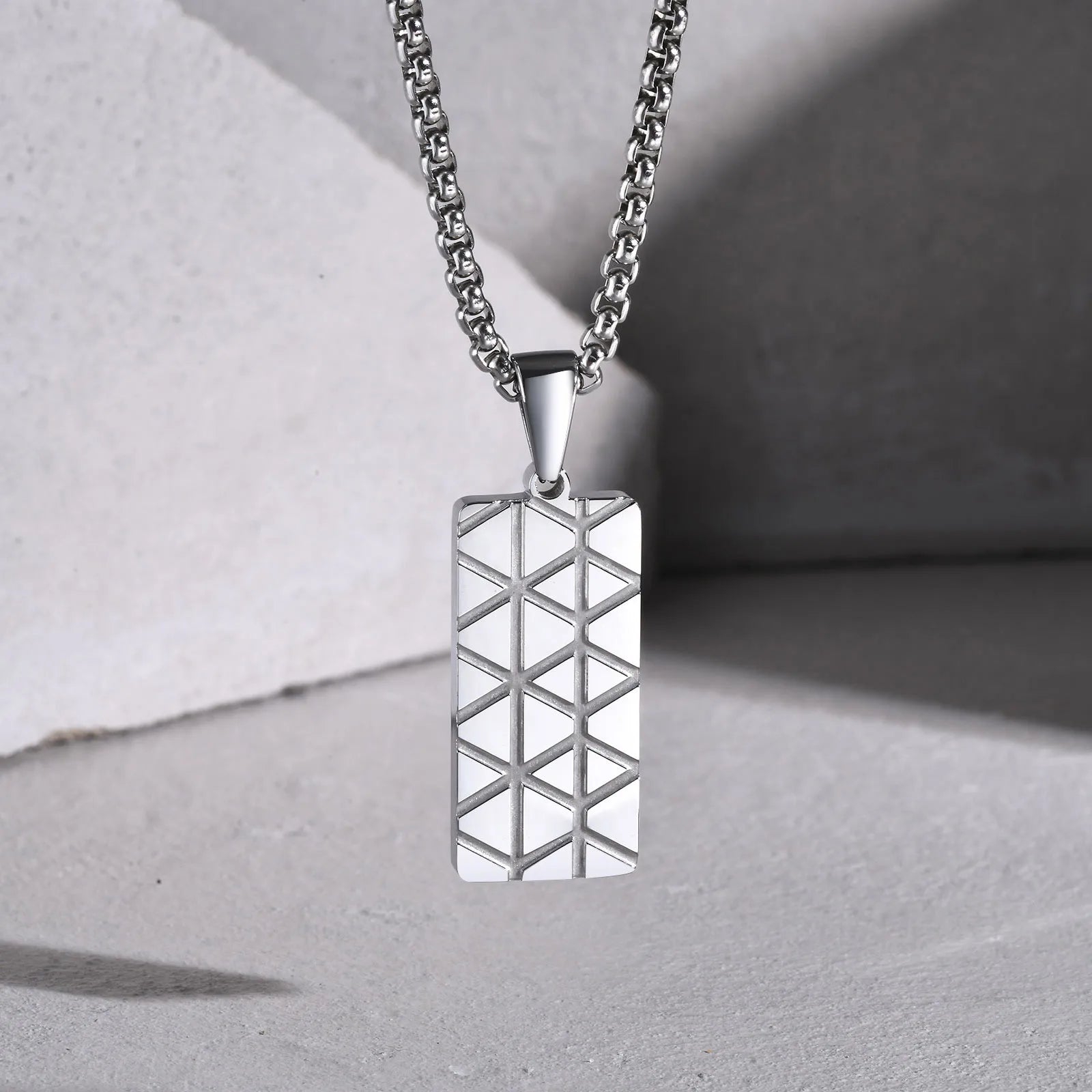 Vnox Small Dogtags Pendant Necklaces for Men Boys,Black Silver Color Stainless Steel Military Dog Tag with Box Chain Gift to Him