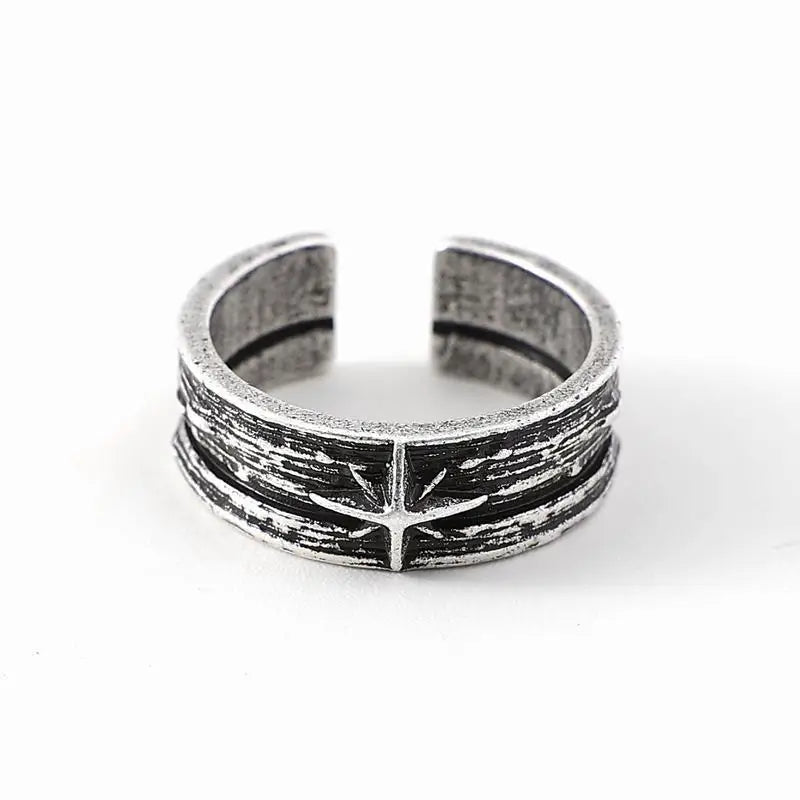 Retro Stary Night Art Ring For Men Silver Color Punk Gothic Adjustable Open Ring Rock Handmade Unisex Jewelry Accessories Gift - Live Store 4U