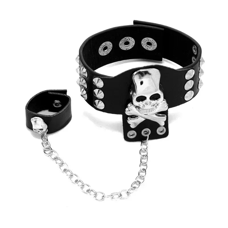 Hip Hop Rock PU Leather Bracelet Men and Women Punk Spikes Rivets Skull Heart Cross Creative Party Bracelet Jewelry Accessories - Live Store 4U