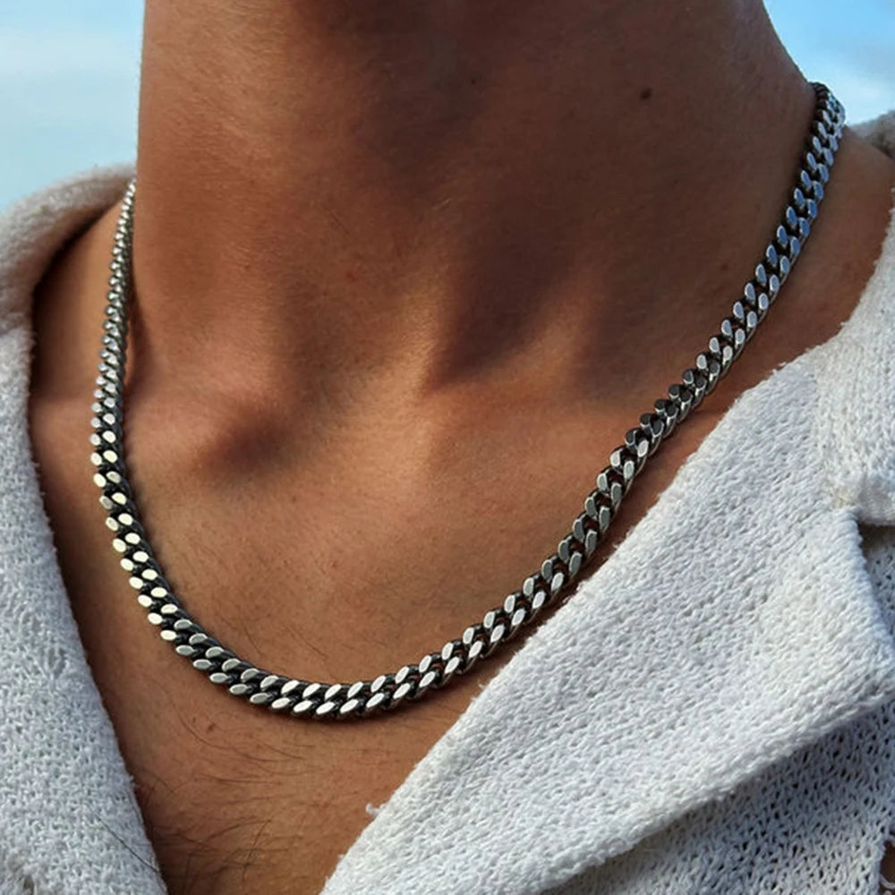 Vnox 3/5/7/9mm Thick Cuban Chain Necklaces for Men Women,Simple Miami Curb Links Collar,Waterproof Stainless Steel Unisex Chain - Live Store 4U