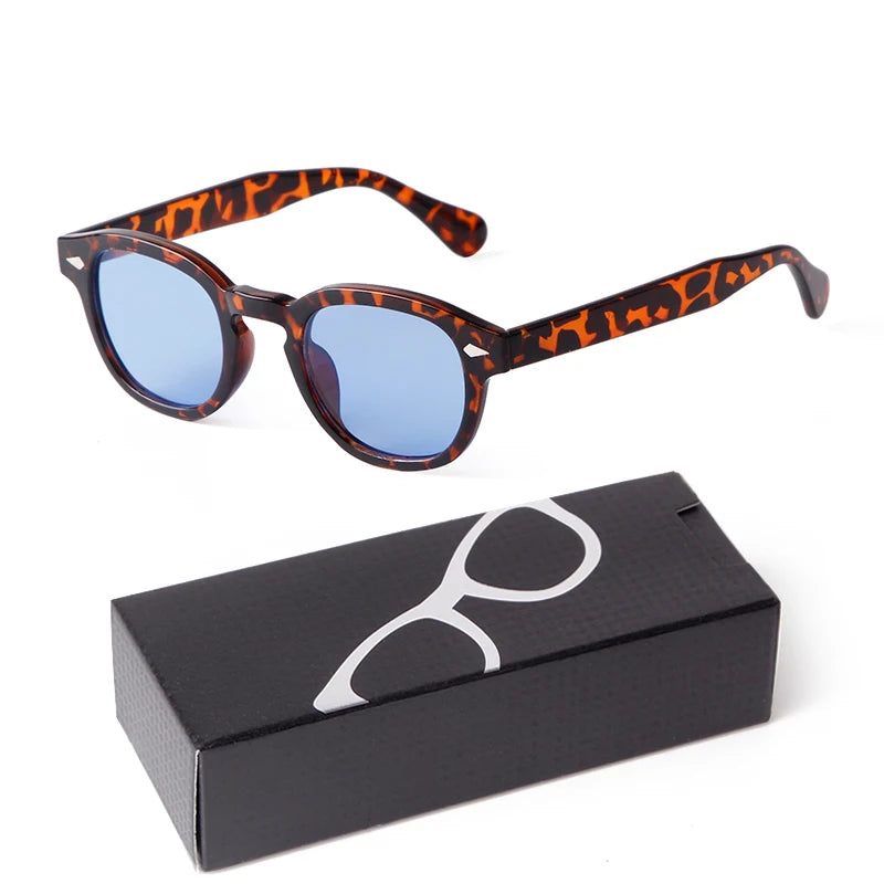 Fashion Gradient Blue Small Round Sunglasses for Women Men Brand Designer Vintage Tortoise Square Sun Glasses Lunettes De Soleil
