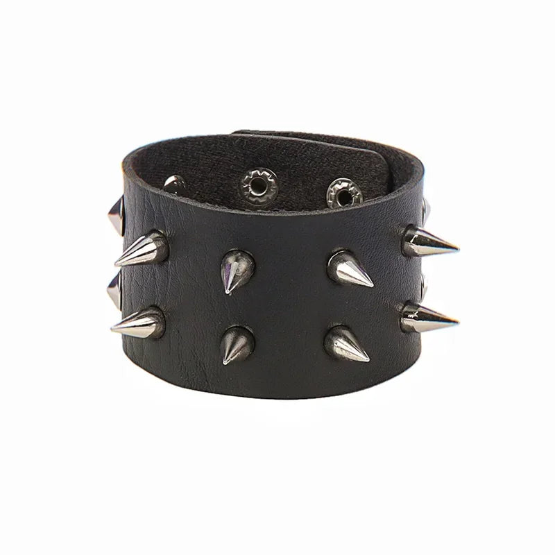 Hip Hop Rock PU Leather Bracelet Men and Women Punk Spikes Rivets Skull Heart Cross Creative Party Bracelet Jewelry Accessories - Live Store 4U