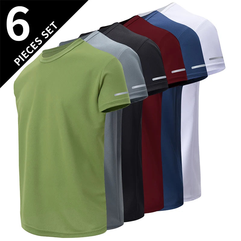 1/2/4Pcs Men's Summer Solid Color Mix And Match Short-sleeved Young Men's Loose Quick-drying Sports Running Shirt Middle-aged T- - Live Store 4U