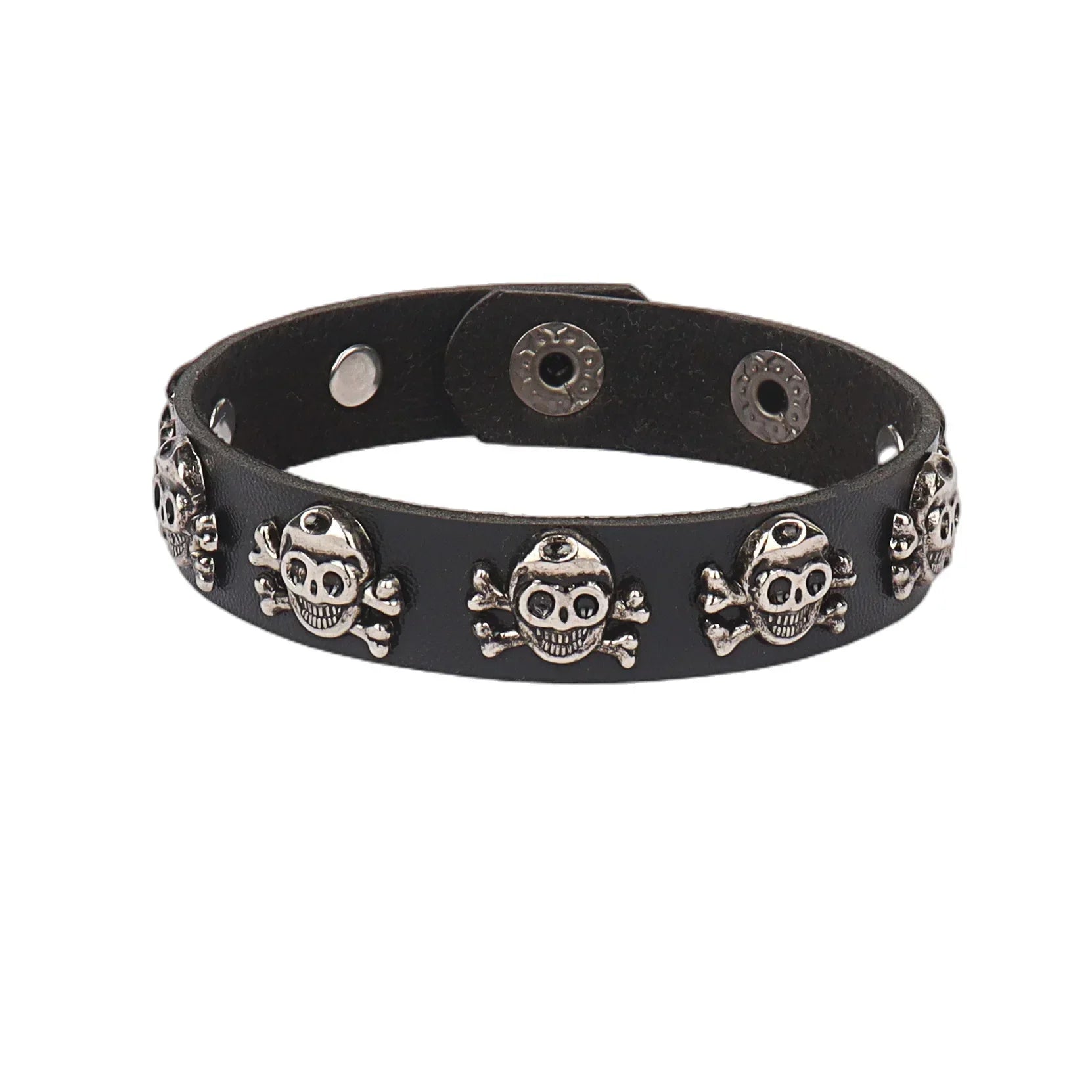 Punk Hip Hop Rock PU Leather Bracelet Unisex Trendy Chain Skull Pentagram Rivet Bracelet Party Jewelry Accessories - Live Store 4U