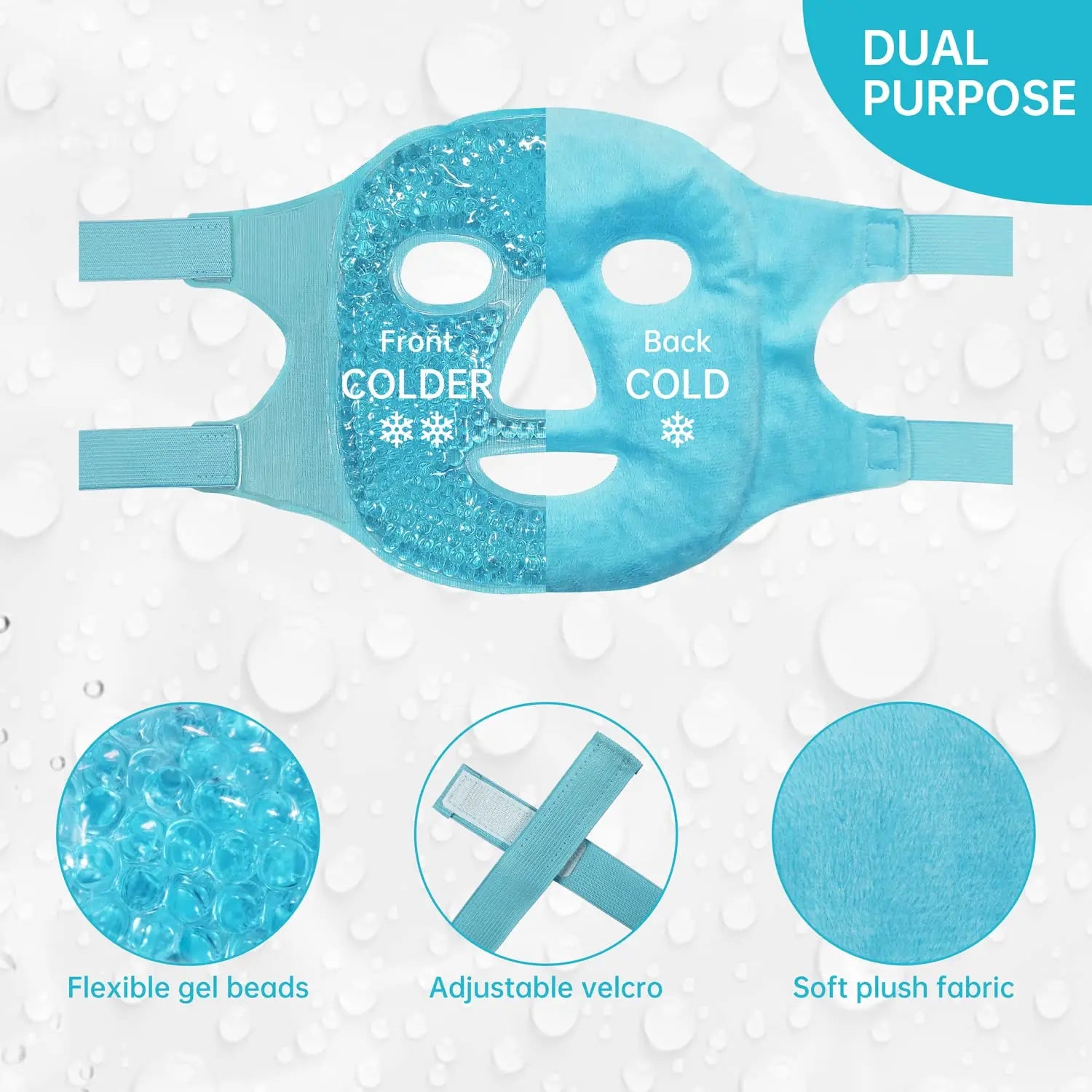 Full Face Massage Ice Mask Hot Cold Compress Gel Cooling Ice Face Eye Mask Facial Mask Face Eye Mask Ice Pack Sleeping Face SPA